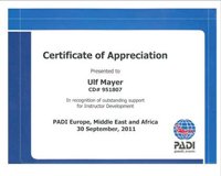 Award for PADI CD Ulf Mayer 